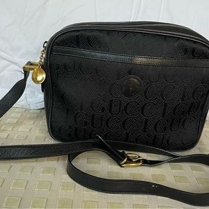 Gucci GG Camera Crossbody/Shoulder Bag- Black Canvas/Leather